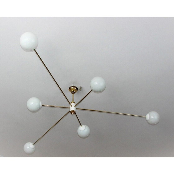 Image 1 of Vintage-Kronleuchter aus Messing und Glas, 1960