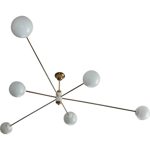 Vintage-Kronleuchter aus Messing und Glas, 1960