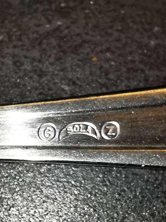 Image 1 of Besteck G. Sola. Z, / Kirchenfenster mit Sola Messerset Schwarz Bakelit. 1950s