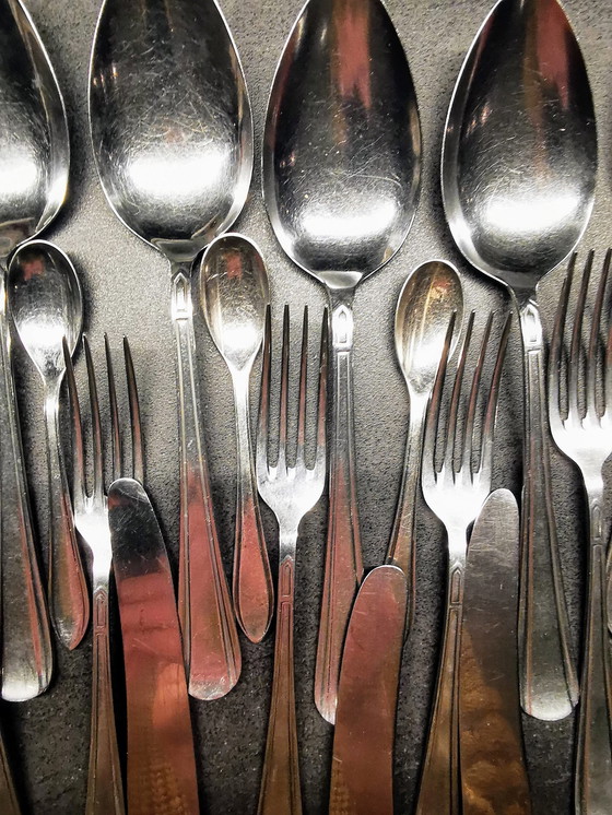 Image 1 of Besteck G. Sola. Z, / Kirchenfenster mit Sola Messerset Schwarz Bakelit. 1950s