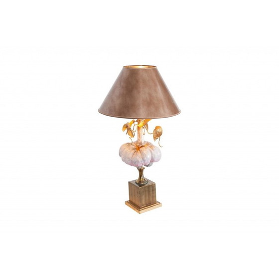 Image 1 of Porzellan- und Messinglampe von Hollywood Regency - 1970er Jahre