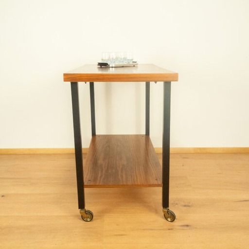 1960s Walnut Serving Trolley and Side Table