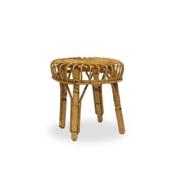 Image 1 of Mid Century 50Er Bambus Hocker Vintage Beistelltisch