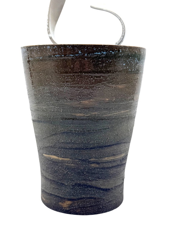 Image 1 of Mid-Century Modern Style Dunkelgrüne kunstvolle Keramikvase, Gabriele Bucci Italien ca. 2000s
