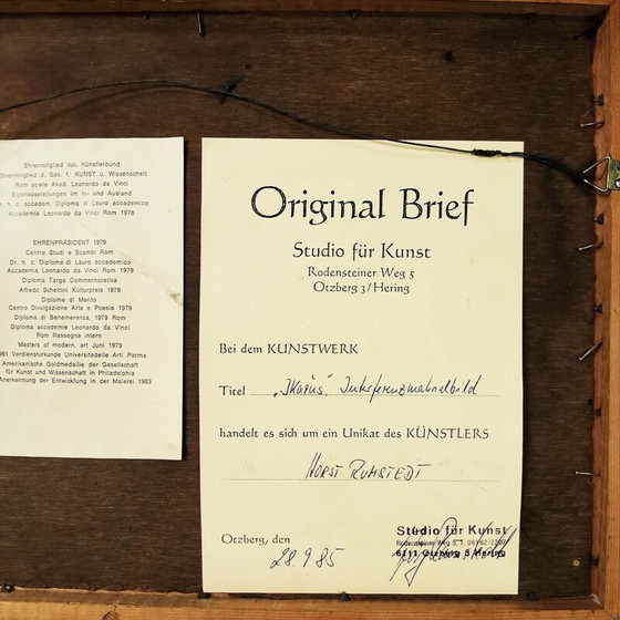 Image 1 of Vintage-Gemälde "Ikarus" in Farbe, Metall, Plastik und Holz von Horst Rumstedt, 1921er Jahre