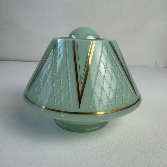 Image 1 of Alte Hängeleuchte Blau-Grün Vintage 1950