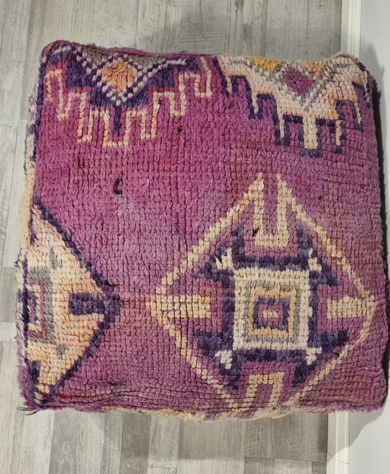 Image 1 of Marokkanischer Berber-Fußhocker lila,Fußhocker aus Wolle