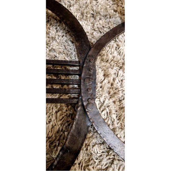 Image 1 of Schmiedeeisen und Nussbaumholz vintage Beistelltisch