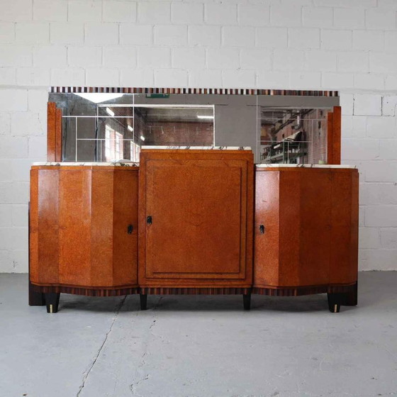 Image 1 of Art-Deco-Buffet, Makassar-Ebenholz und Nussbaum-Maser, 1920-1930