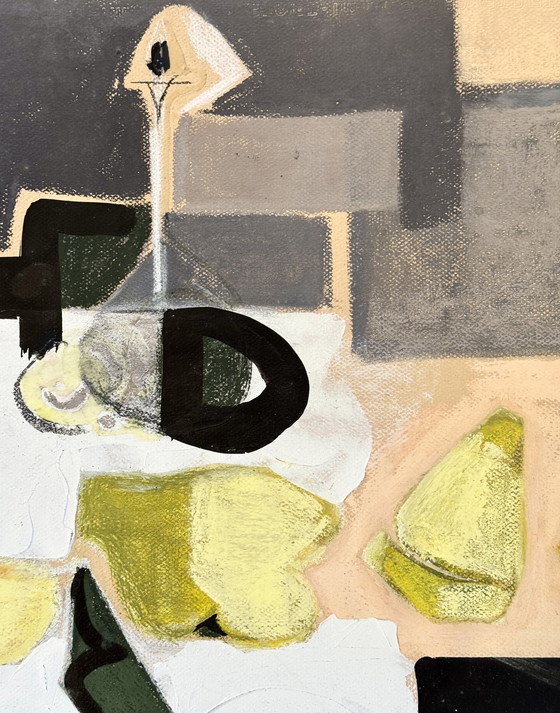 Image 1 of Odette Colon 1926-2012 Wunderschönes kubistisches Pastell "Stillleben mit Quitten".