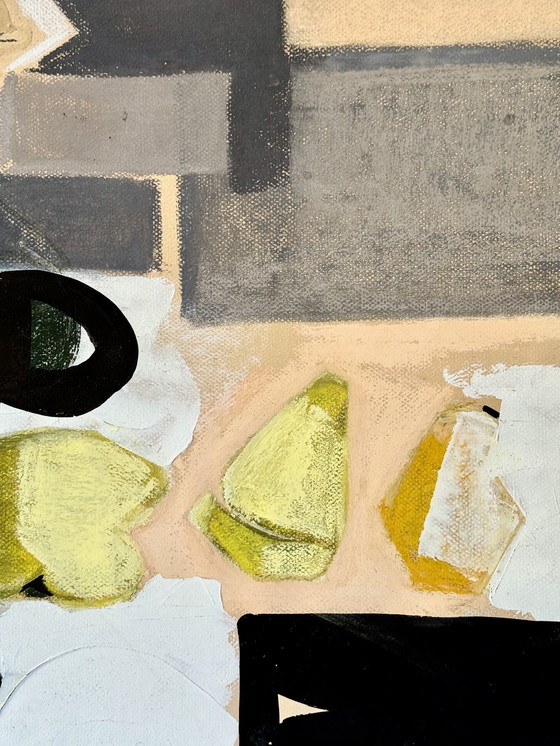 Image 1 of Odette Colon 1926-2012 Wunderschönes kubistisches Pastell "Stillleben mit Quitten".