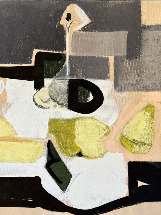 Image 1 of Odette Colon 1926-2012 Wunderschönes kubistisches Pastell "Stillleben mit Quitten".