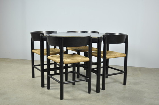 Image 1 of Fritz Hansen / Skandinavische Papercord-Esszimmerstühle (4) / Mogens Lassen / Dänemark 1960S