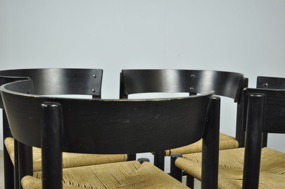 Image 1 of Fritz Hansen / Skandinavische Papercord-Esszimmerstühle (4) / Mogens Lassen / Dänemark 1960S