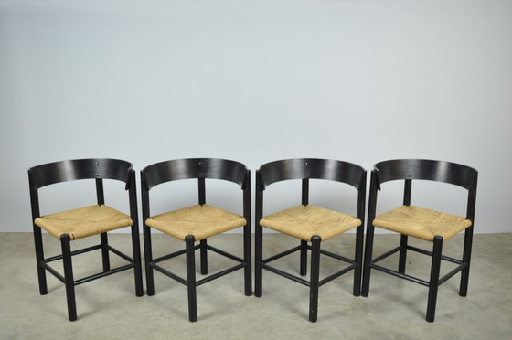 Image 1 of Fritz Hansen / Skandinavische Papercord-Esszimmerstühle (4) / Mogens Lassen / Dänemark 1960S