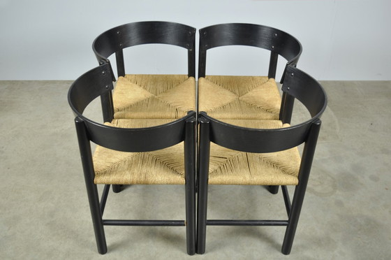 Image 1 of Fritz Hansen / Skandinavische Papercord-Esszimmerstühle (4) / Mogens Lassen / Dänemark 1960S
