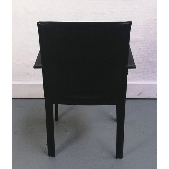 Image 1 of Schwarzer Lederstuhl mit Armlehnen von Enrico Pellizzoni