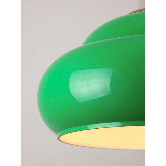 Image 1 of Grüne Billardtischlampe aus Messing und Kunststoff, Italien