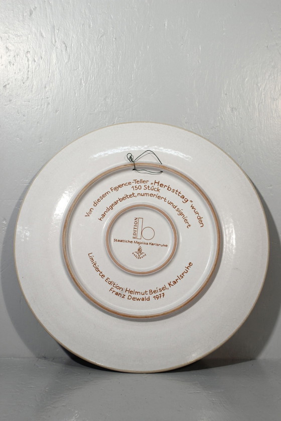 Image 1 of Franz Dewald & Karlsruhe Majolika - Große dekorative Platte Abstrakt 1976 Nr. 42/150