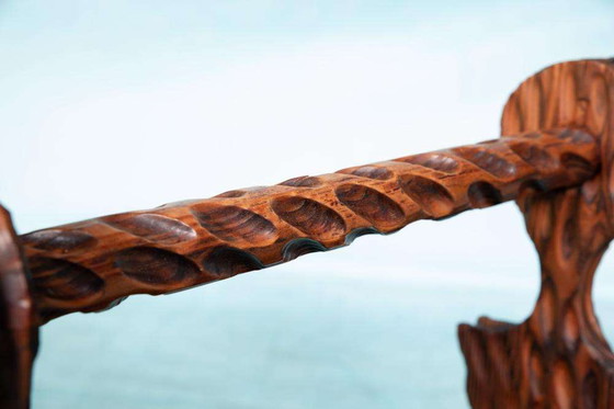 Image 1 of Brutalistischer Zeitschriftenständer aus Holz 70er Jahre, Spanischer Zeitschriftenständer