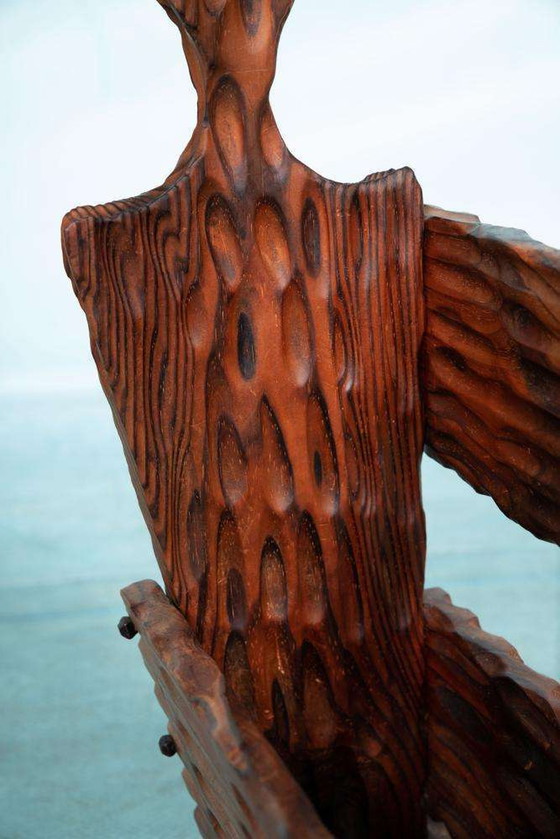 Image 1 of Brutalistischer Zeitschriftenständer aus Holz 70er Jahre, Spanischer Zeitschriftenständer