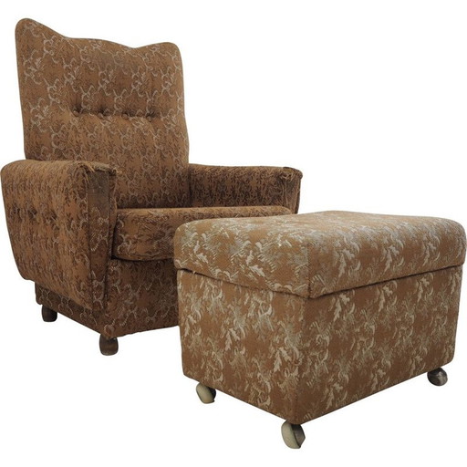 Mid Century Sessel mit Ottomane, 1960er Jahre