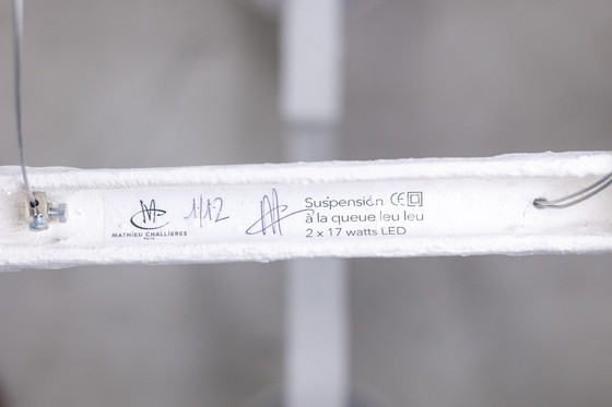 Image 1 of Rechteckiger Gips-Kronleuchter mit Vogel-Dekor.