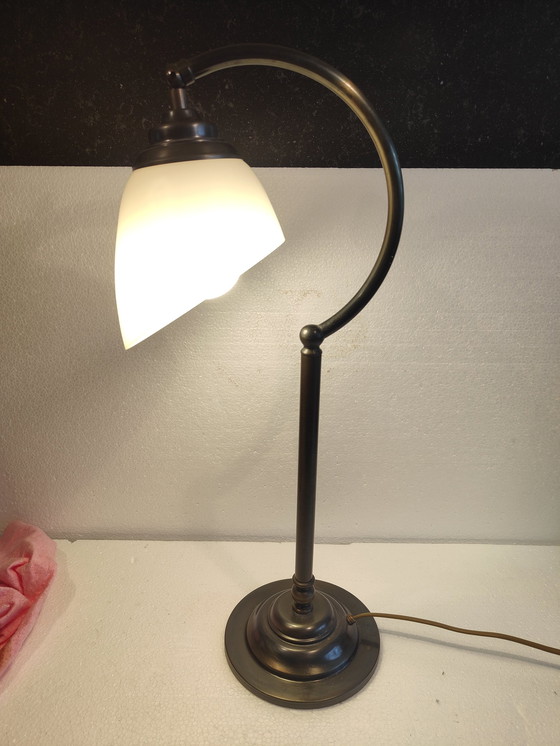 Image 1 of Alte robuste braune Metall industrielle Schreibtischlampe - Lamp Industrial