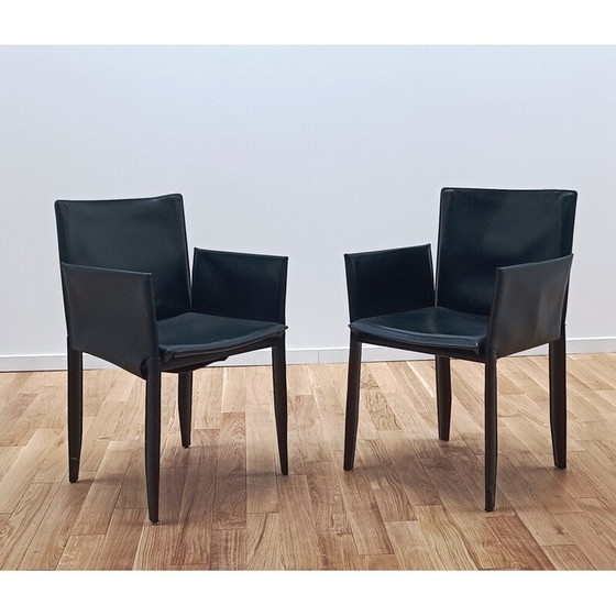 Image 1 of Vintage-Stuhl Margot aus dickem Leder mit Armlehnen von Cattelan Italia