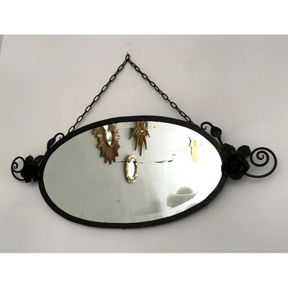 Image 1 of Vintage Art Deco Schmiedeeisen Spiegel, 1925-1930er Jahre