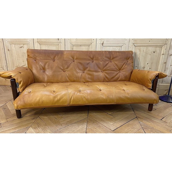 Image 1 of Vintage-Ledersofa von Jean Gillon für Woodart