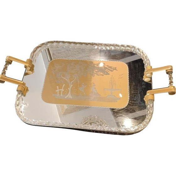 Image 1 of Vintage Serviertablett mit romantischer Szene von Barovier und Toso, Italien 1970