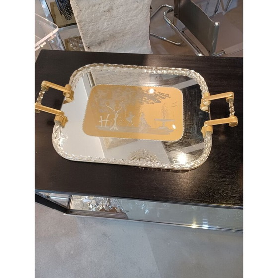 Image 1 of Vintage Serviertablett mit romantischer Szene von Barovier und Toso, Italien 1970