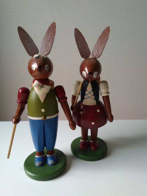 Erzgebirge Vintage Hasenpaar, Osterhasen