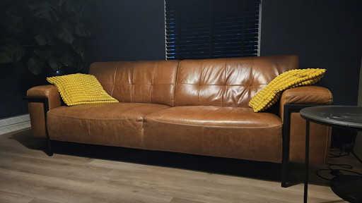 Metalux-Sofa mit robustem Büffelleder