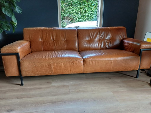 Metalux-Sofa mit robustem Büffelleder