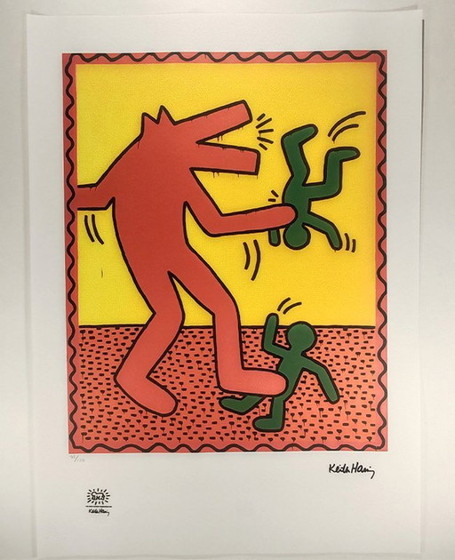 1990S Keith Haring Limitierte Auflage Lithographie - Mit Bleistift nummeriert