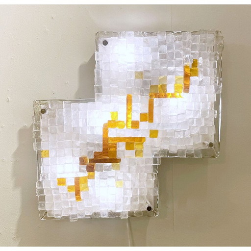 Mid Century Muranoglas-Wandleuchte von Poliarte, Italien 1970er Jahre