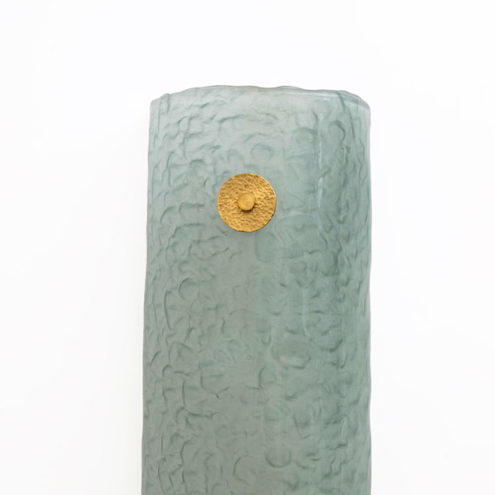 Image 1 of Paar moderne italienische Muranoglas grünes Wasser und Messing Wandleuchten