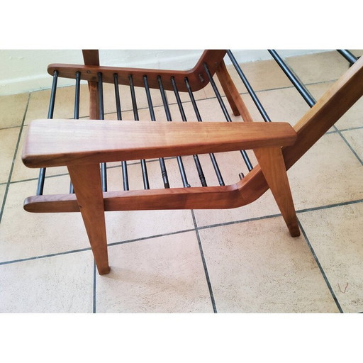 Vintage Lotus-Sessel aus Holz und orangefarbenem Samt von Rob Parry für Gelderland, Niederlande 1960