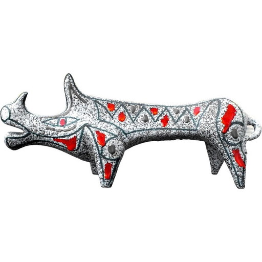 Nashorn aus Keramik von Roberto Rigon Vicenza, Italien 1960