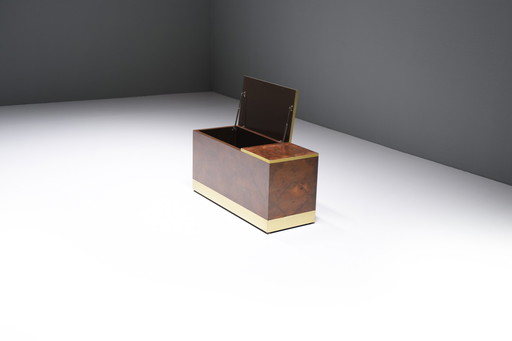 Vintage Aufbewahrungskoffer / Couchtisch aus Wurzelholz von Willy Rizzo - Italien 1970er