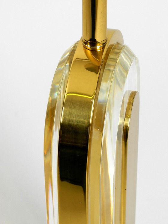 Image 1 of Sehr seltene 1970S Xxl Messing Glas Tischlampe von Vereinigte Werkstätten Sammlung