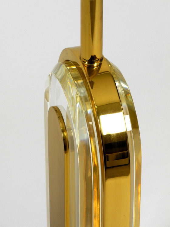 Image 1 of Sehr seltene 1970S Xxl Messing Glas Tischlampe von Vereinigte Werkstätten Sammlung