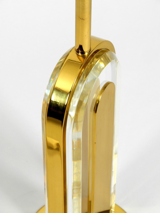 Image 1 of Sehr seltene 1970S Xxl Messing Glas Tischlampe von Vereinigte Werkstätten Sammlung