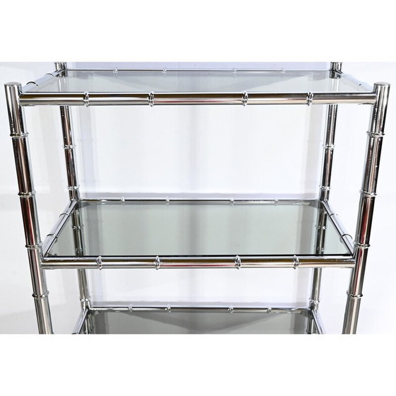 Image 1 of Vintage Regal aus verchromtem Metall und Glas mit 5 Ebenen, 1970