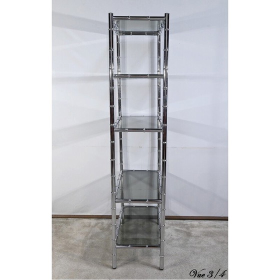 Image 1 of Vintage Regal aus verchromtem Metall und Glas mit 5 Ebenen, 1970