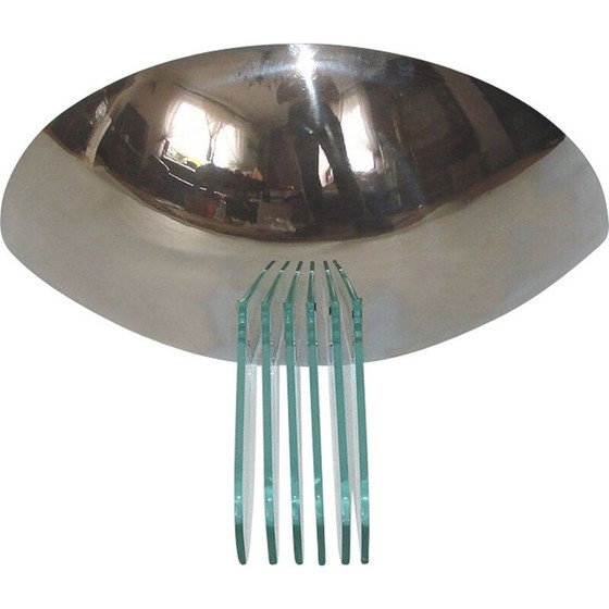 Image 1 of Vintage Art Deco Wandlampe aus Metall und Glas, 1970