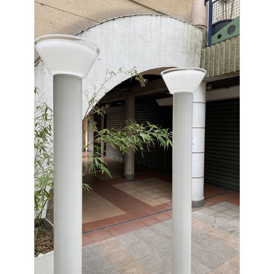 Image 1 of Paar Stehlampen aus lackiertem Metall und Muranoglas von Roberto Pamio, 1980