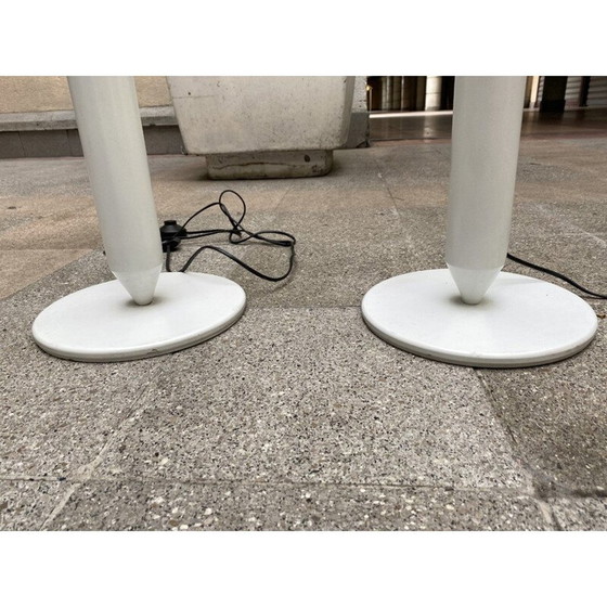Image 1 of Paar Stehlampen aus lackiertem Metall und Muranoglas von Roberto Pamio, 1980